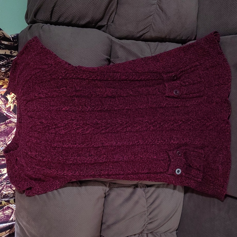 Women's Burgundy Sweater Dress With Small Pockets